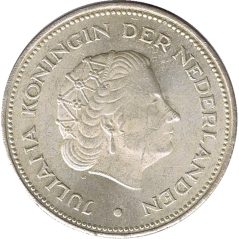 Moneda de plata Holanda 10 Gulden 1970 Liberación.