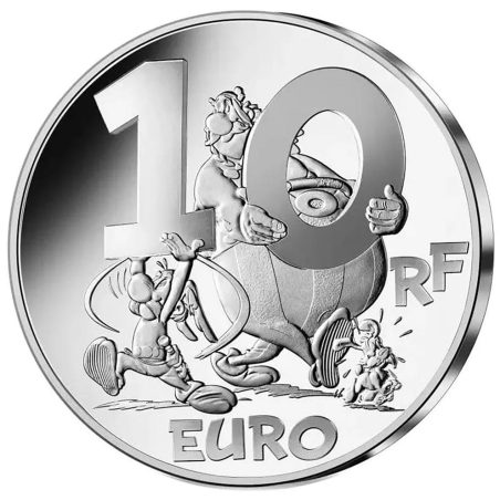 Francia 10€ 2022 Asterix y Obelix. Plata color.