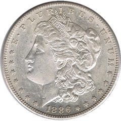 Moneda de plata 1$ Estados Unidos Morgan 1886.  - 1