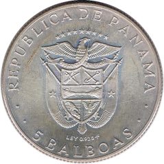 Moneda de plata Panamá 5 Balboas 1970 Juegos Deportivos
