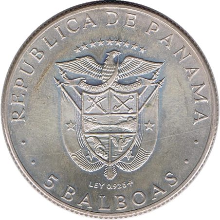 Moneda de plata Panamá 5 Balboas 1970 Juegos Deportivos