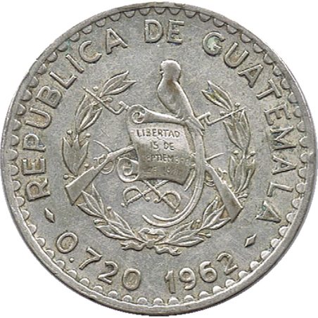 Moneda de plata Guatemala 50 centavos Orquídea.