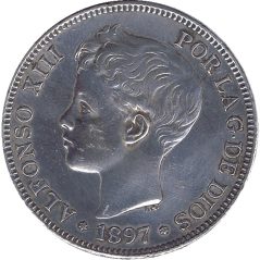 5 Pesetas Plata 1897 *97 Alfonso XIII SG V.  - 1