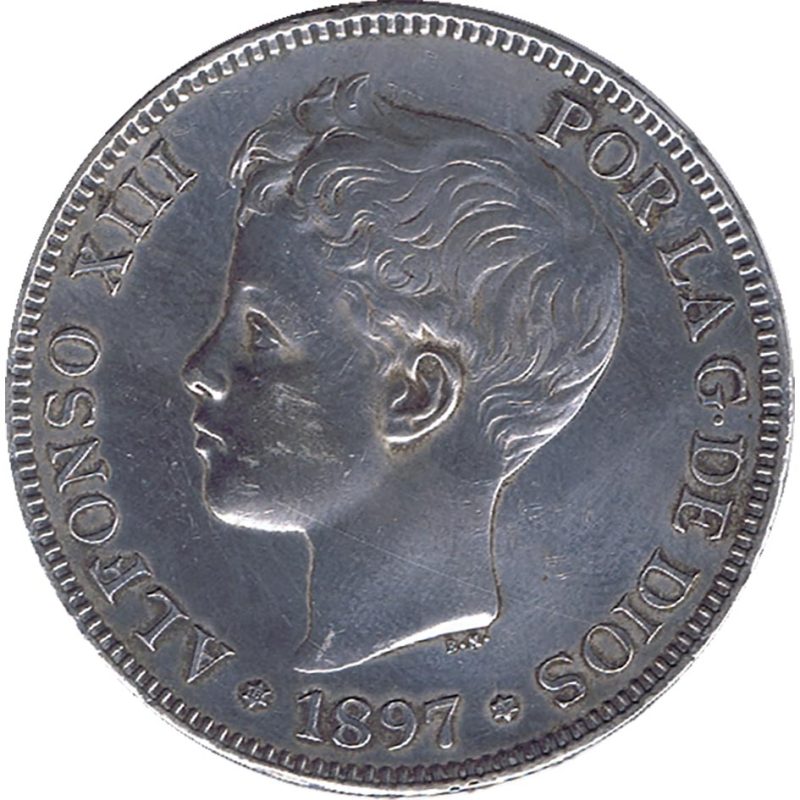 5 Pesetas Plata 1897 *97 Alfonso XIII SG V.  - 1 5 Pesetas Plata 1897 *97 Alfonso XIII SG V.  - 1