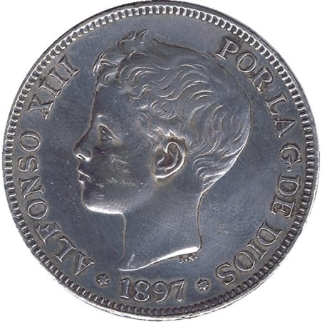 5 Pesetas Plata 1897 *97 Alfonso XIII SG V.  - 1