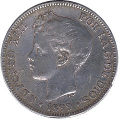 5 Pesetas Plata 1899 *99 Alfonso XIII SG V.  - 1
