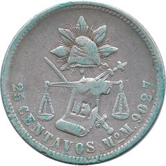 Moneda de plata 25 Centavos México 1887.  - 1