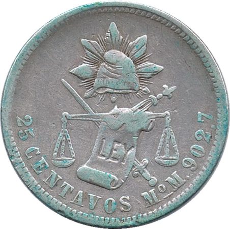 Moneda de plata 25 Centavos México 1887.  - 1