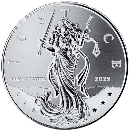 Moneda onza de plata 2 Dollars Niue 2025 Justicia.  - 1