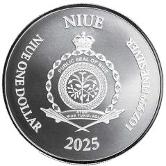 Moneda onza de plata 2 Dollars Niue 2025 Justicia.