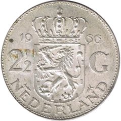 Moneda de plata Holanda 2.5 Gulden Reina Juliana.  - 1