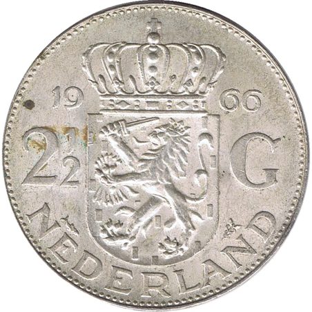 Moneda de plata Holanda 2.5 Gulden Reina Juliana.  - 1