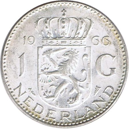 Moneda de plata Holanda 1 Gulden Reina Juliana.  - 1
