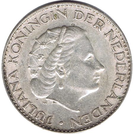 Moneda de plata Holanda 1 Gulden Reina Juliana.