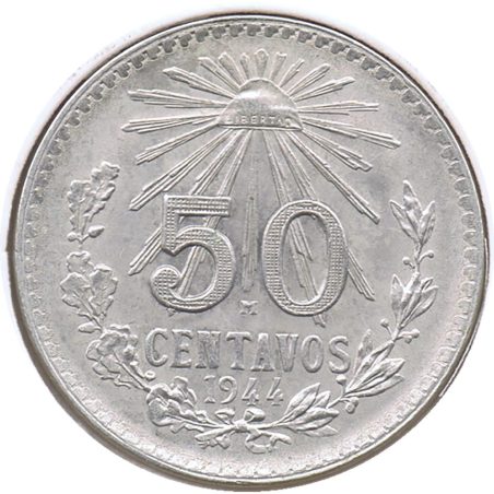 Moneda de plata 50 Centavos México 1944  - 1