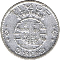 Moneda de plata 3 Escudos Timor Portugal 1958  - 1