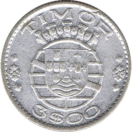 Moneda de plata 3 Escudos Timor Portugal 1958  - 1