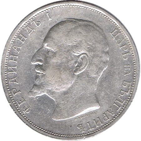 Moneda de plata 1 Leva Bulgaria 1912 Fernando I.