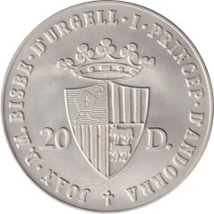 Moneda de plata 20 Diners Andorra 1988 JJOO Seoul