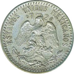 Moneda de plata 20 Centavos México 1928.