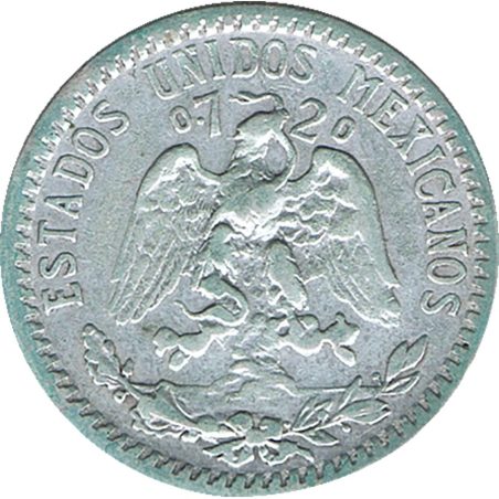 Moneda de plata 20 Centavos México 1930.