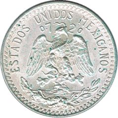 Moneda de plata 20 Centavos México 1933.