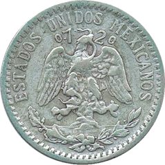 Moneda de plata 20 Centavos México 1934.