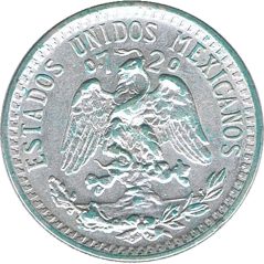 Moneda de plata 20 Centavos México 1940.