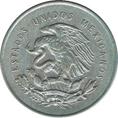 Moneda de plata 25 Centavos México 1950.