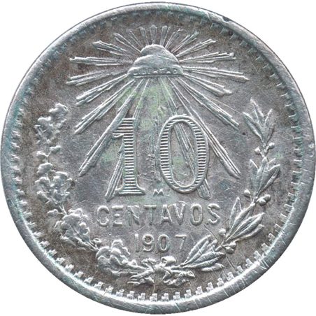 Moneda de plata 10 Centavos México 1907.  - 1
