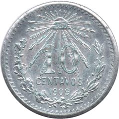 Moneda de plata 10 Centavos México 1909.  - 1