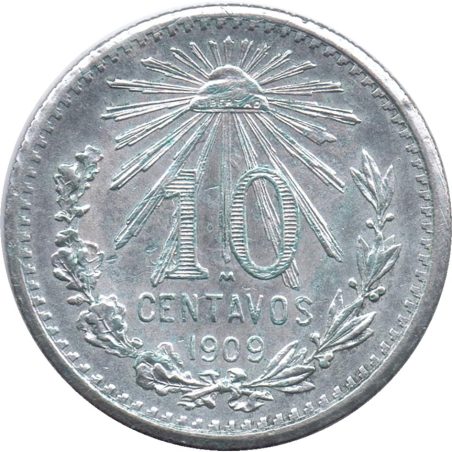 Moneda de plata 10 Centavos México 1909.  - 1