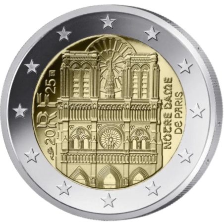 moneda conmemorativa 2 euros Francia 2025 Notre Dame  - 1