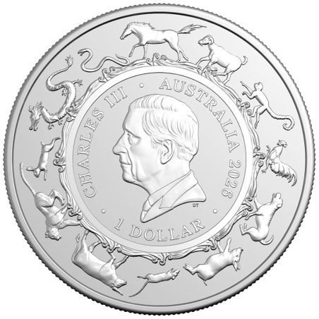 Moneda onza de plata 1$ Australia 2026 Año Lunar Caballo RAM