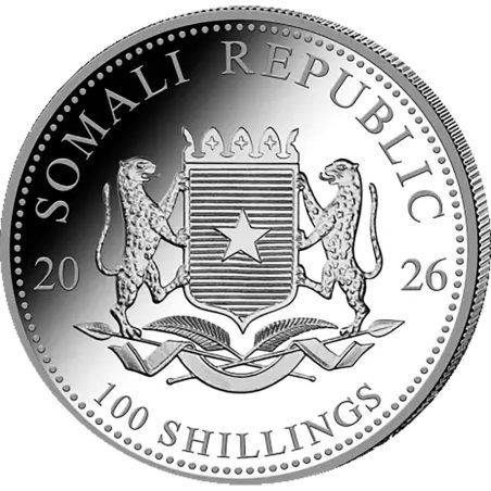Moneda onza de plata 100 Shillings Somalia Elefante 2026