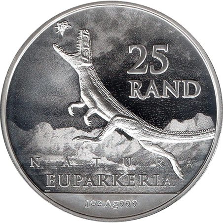 Moneda onza de plata 25 Rand Sudafrica 2025 Dinosaurio  - 1