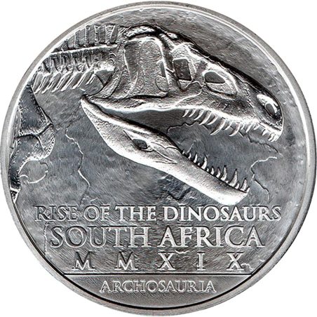 Moneda onza de plata 25 Rand Sudafrica 2025 Dinosaurio