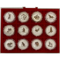 Colección 12 Monedas onza de plata 1$ Australia Lunar Serie I. 1999/2010