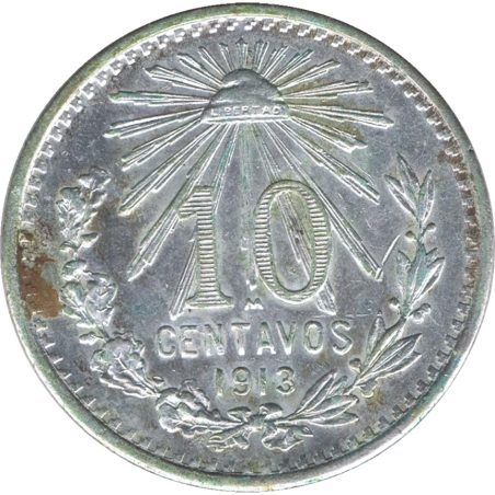 Moneda de plata 10 Centavos México 1913.  - 1
