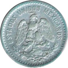 Moneda de plata 10 Centavos México 1914.