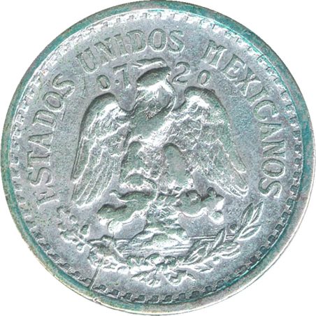 Moneda de plata 10 Centavos México 1933.