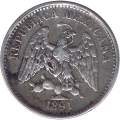 Moneda de plata 5 Centavos México 1891 MoM.  - 1