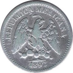 Moneda de plata 5 Centavos México 1892 MoM.  - 1