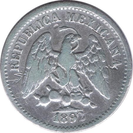 Moneda de plata 5 Centavos México 1892 MoM.  - 1
