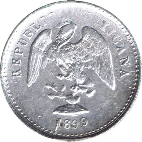 Moneda de plata 5 Centavos México 1899 Guanajuato.  - 1