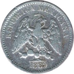 Moneda de plata 5 Centavos México 1889 Zacatecas.  - 1