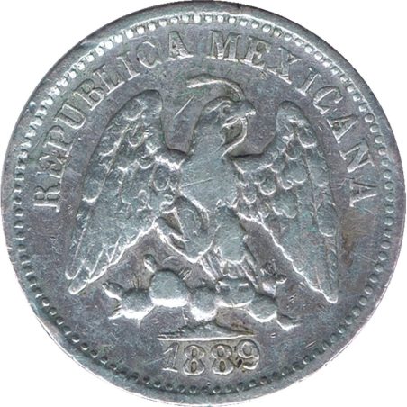 Moneda de plata 5 Centavos México 1889 Zacatecas.  - 1