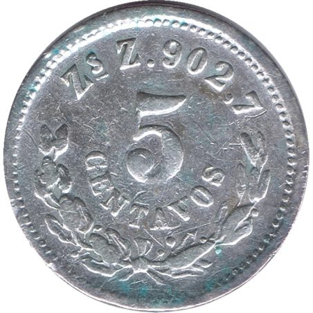 Moneda de plata 5 Centavos México 1889 Zacatecas.