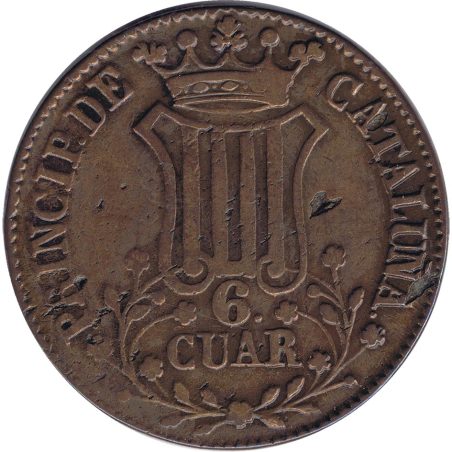 Moneda Isabel II 6 cuartos 1841 Cataluña  - 1