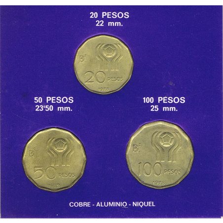 Argentina 3 monedas Mundial Futbol Argentina 78. Cobre  - 1